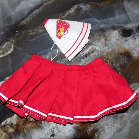 Build-A-Bear Red W/White Trim Pleated Cheerleader Skirt & Megaphone - Picture 2 of 3